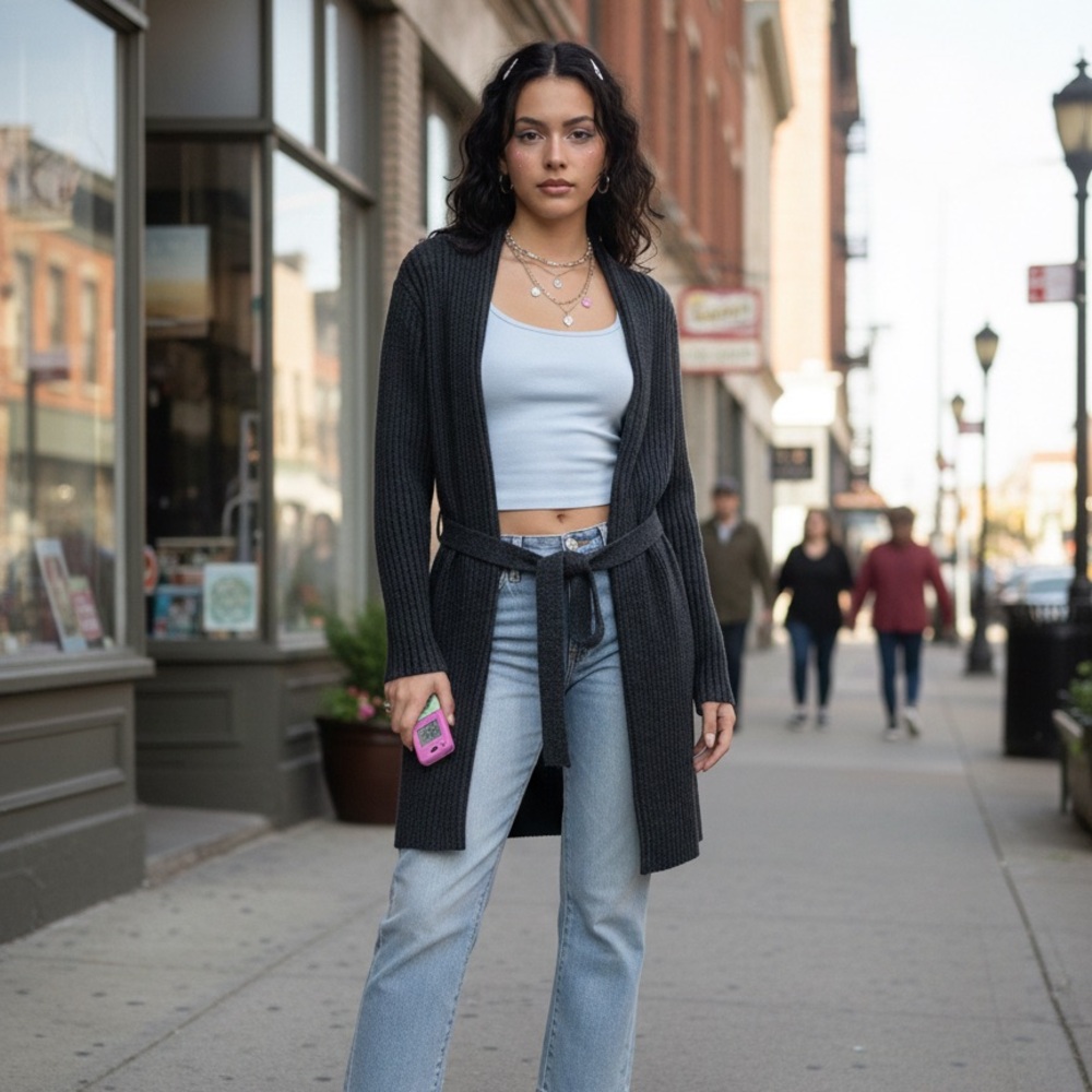 Charcoal Knit Cardigan
B3